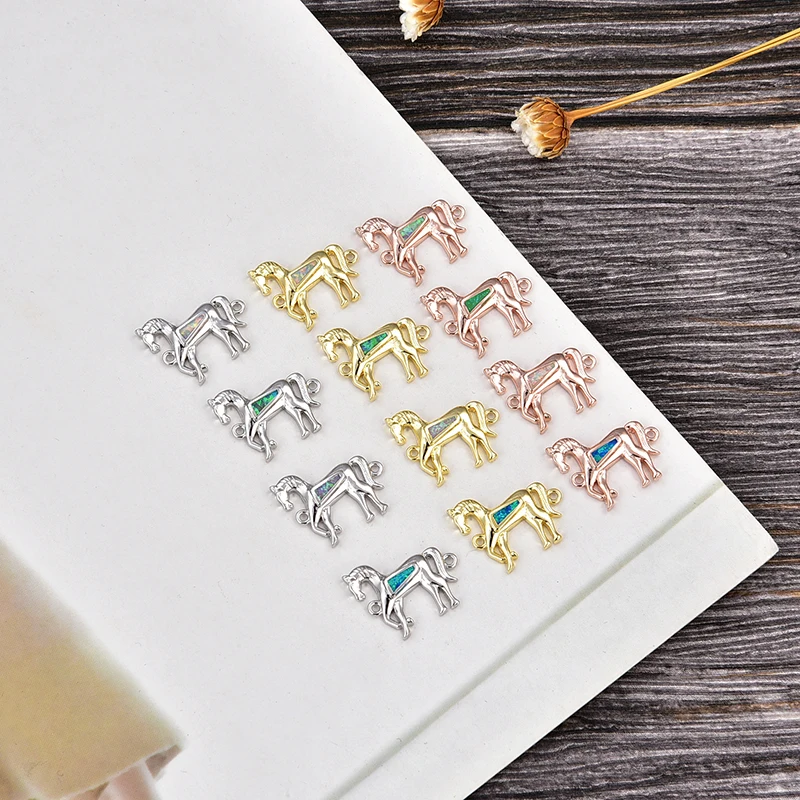

KAMAF copper material animal horse opal connector DIY craft material bracelet can be equipped with bead jewelry 4 color options