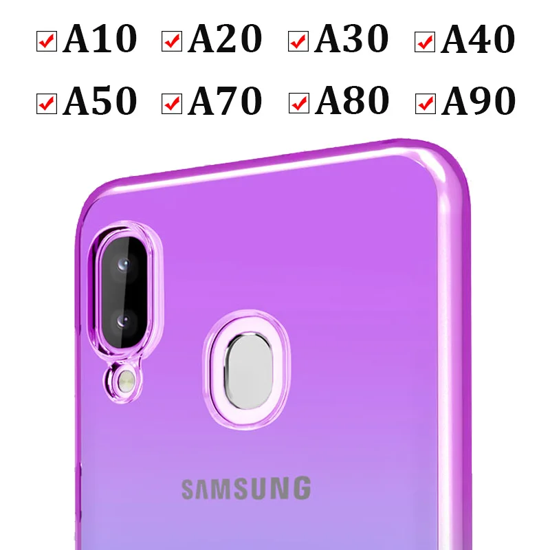 Градиентный цвет для samsung Galaxy A10 A20 A50 A80 чехол ультра-тонкий противоударный Samsun A30