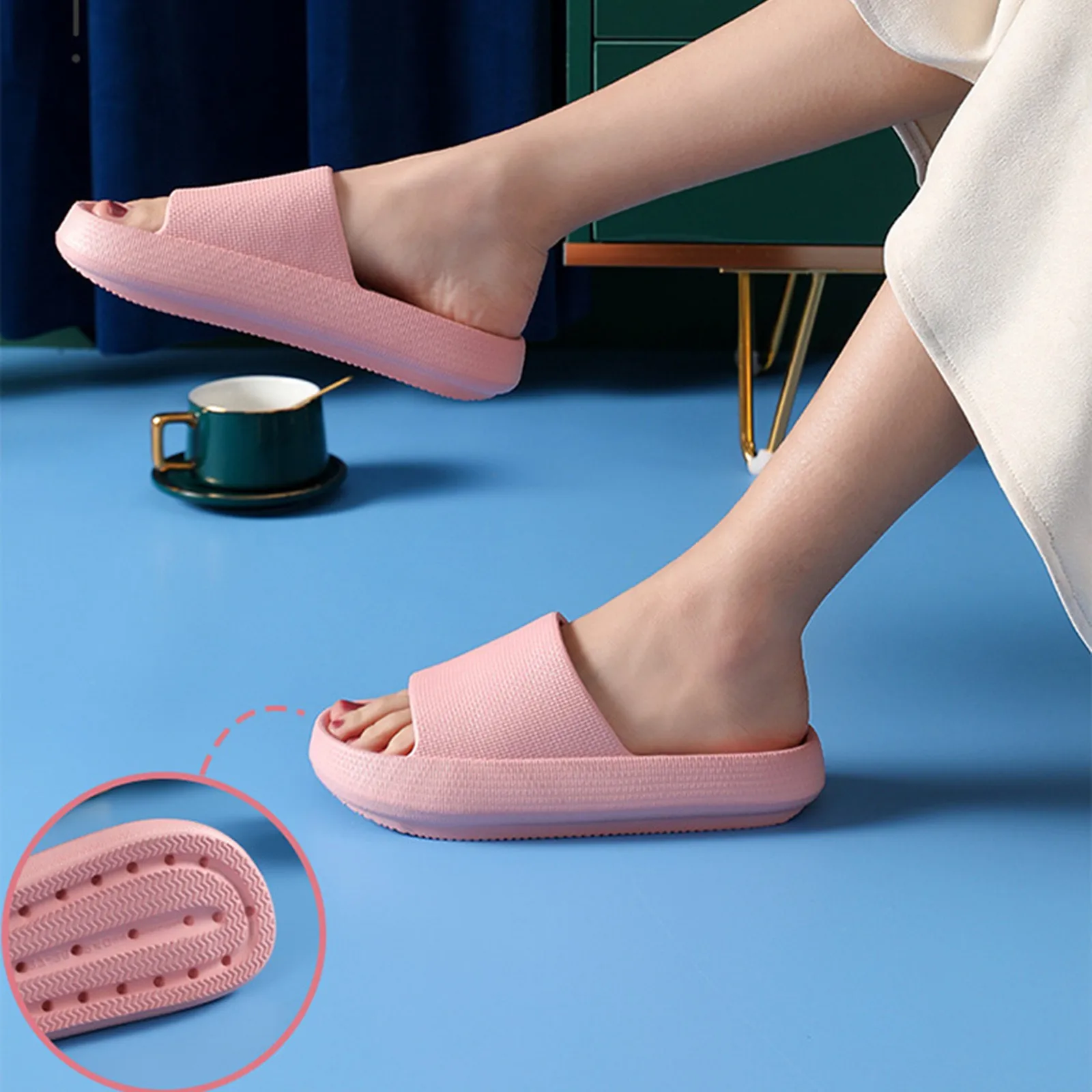 

Women Thick Platform Slippers Indoor Bathroom Slipper Soft Eva Anti-Slip Couples Home Floor Slides Ladies Summer Shoes
