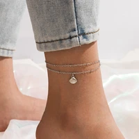huatang summer shell anklets for women girls silver color tassel feet chain adjustable barefoot sandals jewelry accessories gift