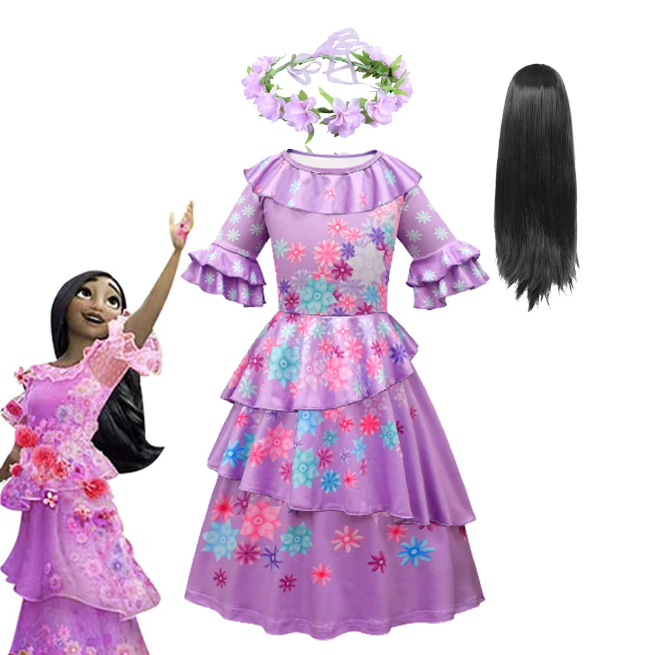 Disney ENCANTO Mirabel Role Play Costume Purim Girl's Candy Princess Dress Unicorn Elsa Children's Day Cosplay Gown 3-11Y |