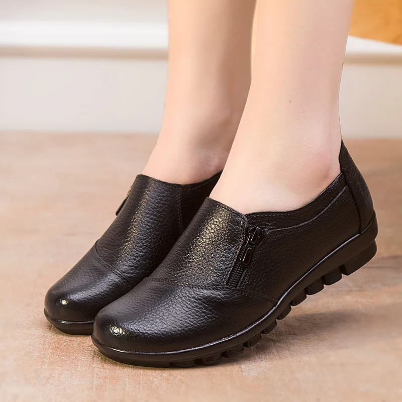 Женские тонкие туфли на плоской подошве из натуральной кожи весну 2019 | Обувь