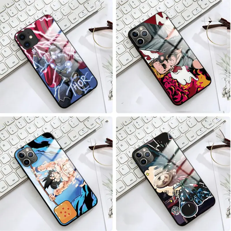 Arnold Commando Terminator Cannon Gun Case For iphone 11 Pro Max XS XR 10 7 8 6 PLUS 6plus Luminous Glass LED Cover Harley Thor |
