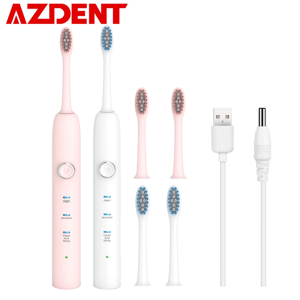2019 умная звуковая электрическая зубная щетка перезаряжаемая USB + 3 сменные