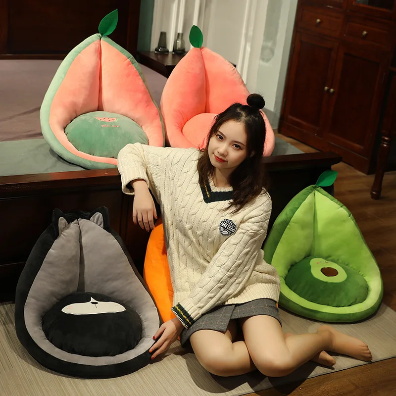 

Chair One-piece Cushion Semi-Enclosed Backrest Fruits Plush Cushion Soft Stuffed Waist Support Chair Mat Office Home Decor