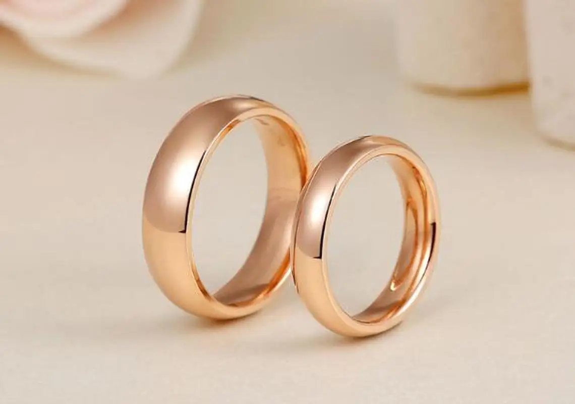 Классические глянцевые обручальные кольца 18K AU750 True Solid Gold Rose для женщин и мужчин