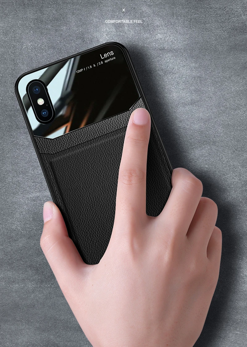 I coque, чехол, чехол, для apple Iphone XS Max Iphone X на кожаном зеркальном стекле Силиконовый противоударный телефон роскошные мягкие милые чехлы