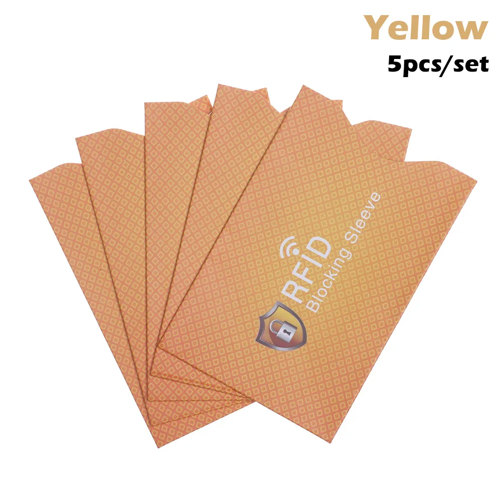 yellow 5 шт./компл. популярный унисекс Противоугонный RFID с протекторами для банковских карт блокирующий держатель карты кожаный чехол чехлы Защитный чехол для банковских карт - Цвет: yellow