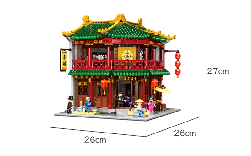 

XB01021 3033Pcs Creative Chinese Zhong Hua Street Model Building Series The Toon Tea House Set Building Blocks Bricks Toy Gift