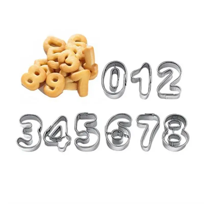 

Cookie Biscuit DIY Mold 0-9 Arabic Numbers Cutter Moulds Baking Mould Cutter Set Cake Decorating Tools Stainless Steel 9Pcs/Set