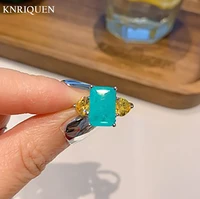 2021 trend 812mm paraiba tourmaline emerald rings for women luxury gold color ring gemstone party fine jewelry gift wholesale