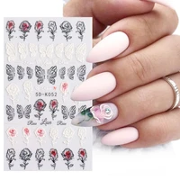 whitered butterflies nails art manicure stickers wing flower decals charm dancing nail decoration manicure t108
