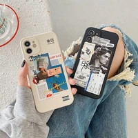 fashion label straight edge phone case for iphone 13 12 pro max soft silicone back cover for iphone 11 xr xs x 7 8 plus se 2020