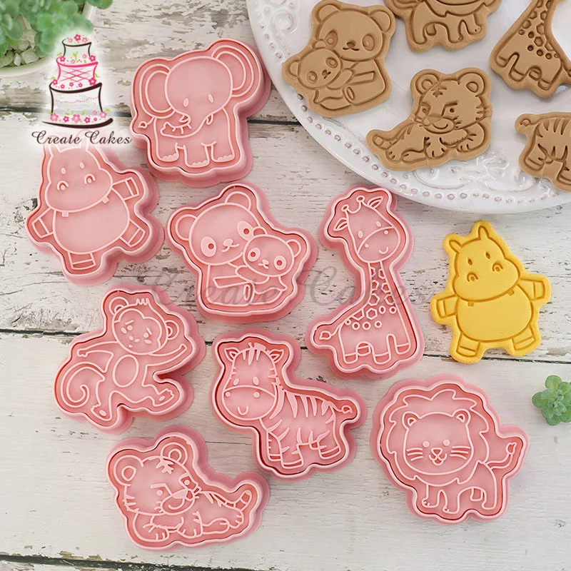 8pcs/set Jungle Animal Cookie Cutter Mold for Baking Molds Fondant Cakes Cutters for Gingerbread Dino Forms for Cookies