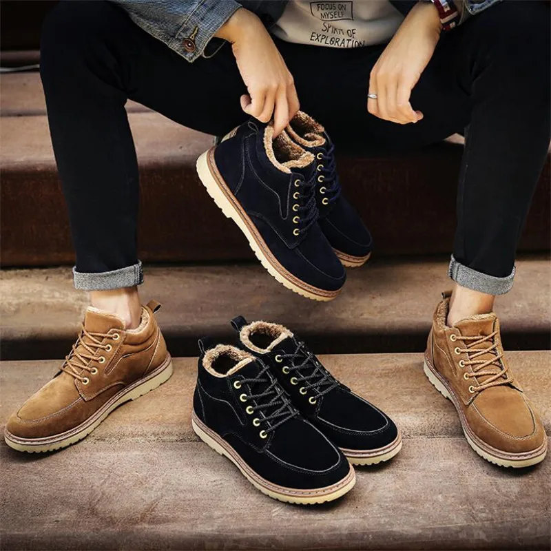 Мужские ботинки из вельвета и хлопка сезон осень зима Новинка повседневная