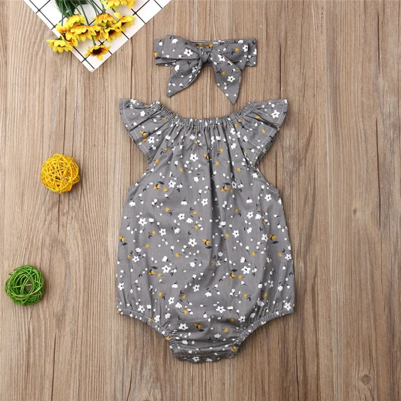 Детское Боди без рукавов с цветочным принтом и повязкой на голову | Мать ребенок