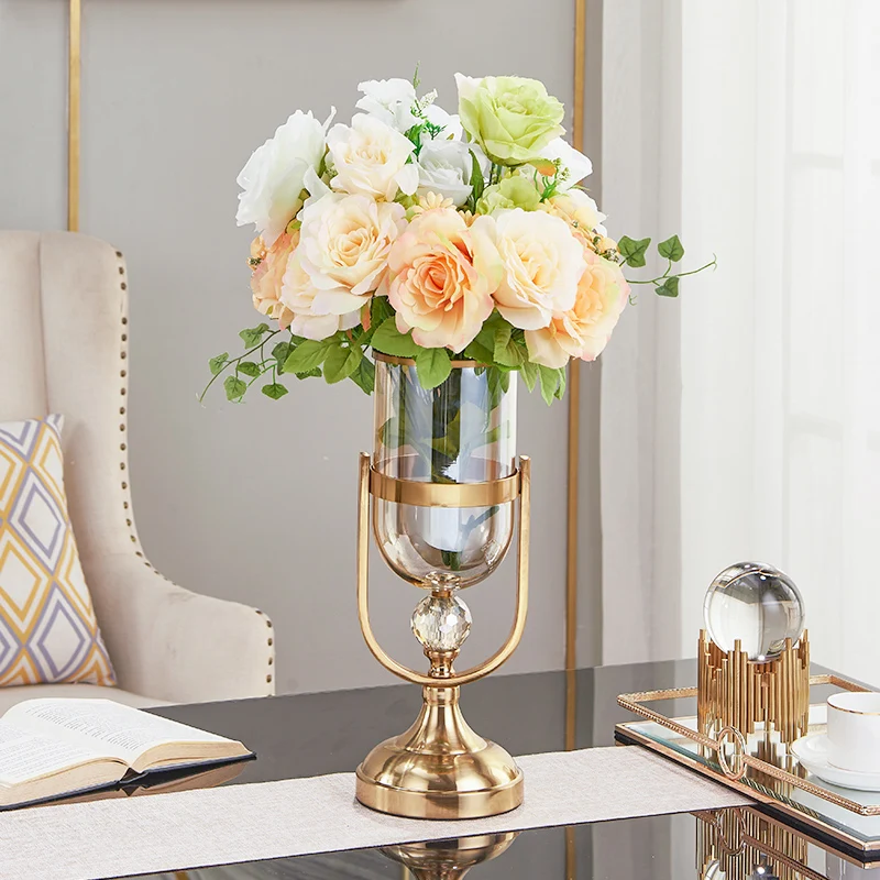 

Nordic Simple Flower Stand Iron Frame Vase Hydroponics Geometric Decor Creative Hobbies Interior Jarrones Flower Vase EH50VA