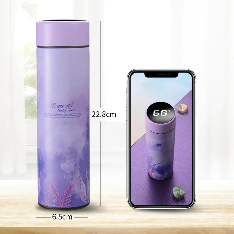 500 мл светодиодный Интеллектуальный термос чашка сенсорный дисплей температуры