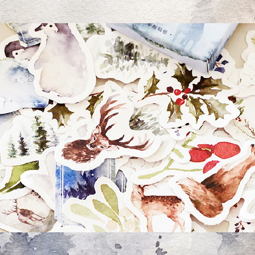 46 шт./упак. натуральный лес туман декоративные Бумага Стикеры Скрап съемное