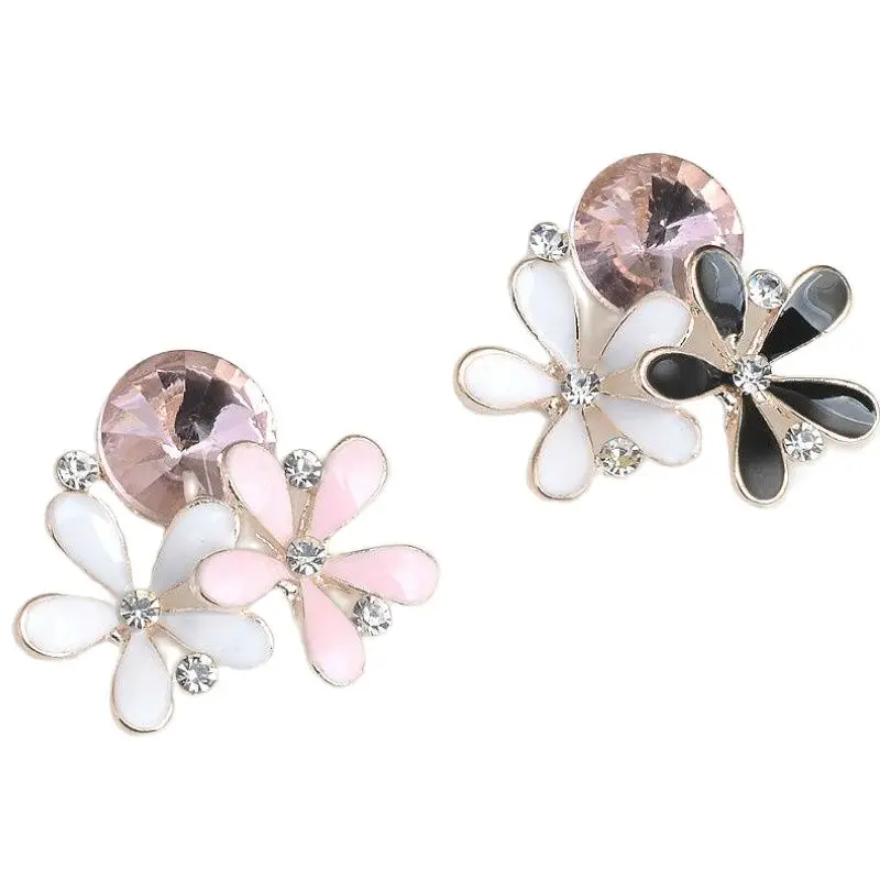 5 шт./лот 24*22 мм кнопки из сплава с кристаллами металлические со стразами для