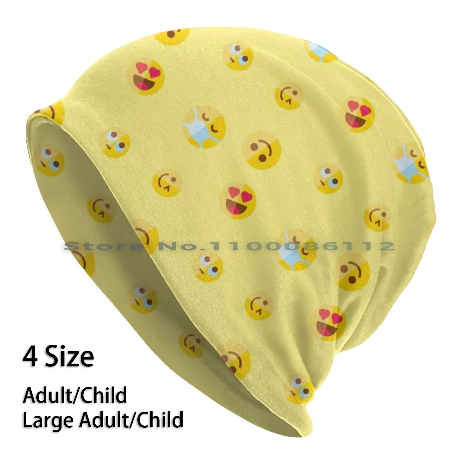

Beanies Knit Hat Love Hearts Smile Smirk Emotes Whatsapp Messenger Yellow Cute Brimless Knitted Hat Skullcap Gift Casual
