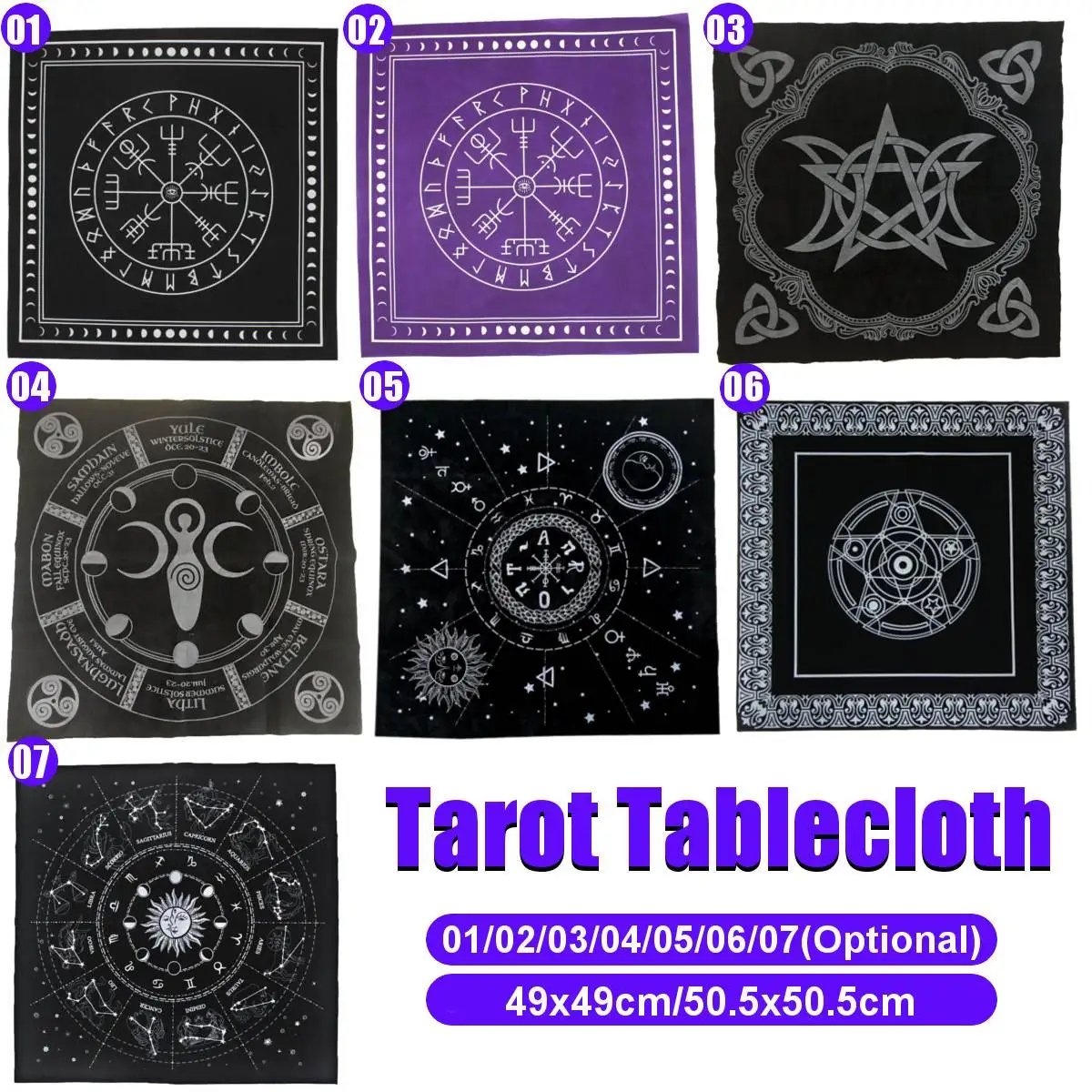 

50.5x50.5cm Tarot Tablecloth Triple Moon Pentagram Pagan Altar Tarot Cloth Flannel For Board Game Entertainment