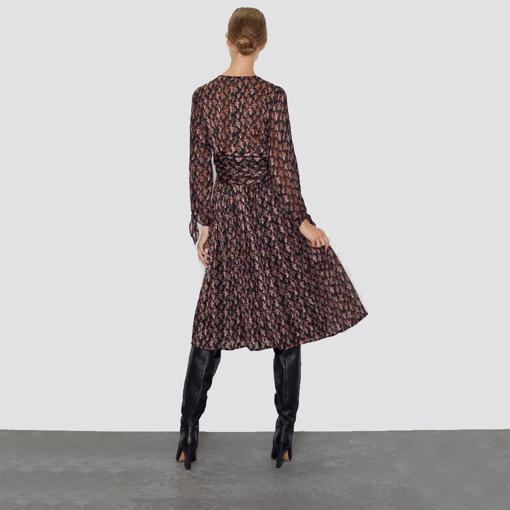 ZA 2019 модное платье с бантом осенняя Новая повседневная женская одежда богемное