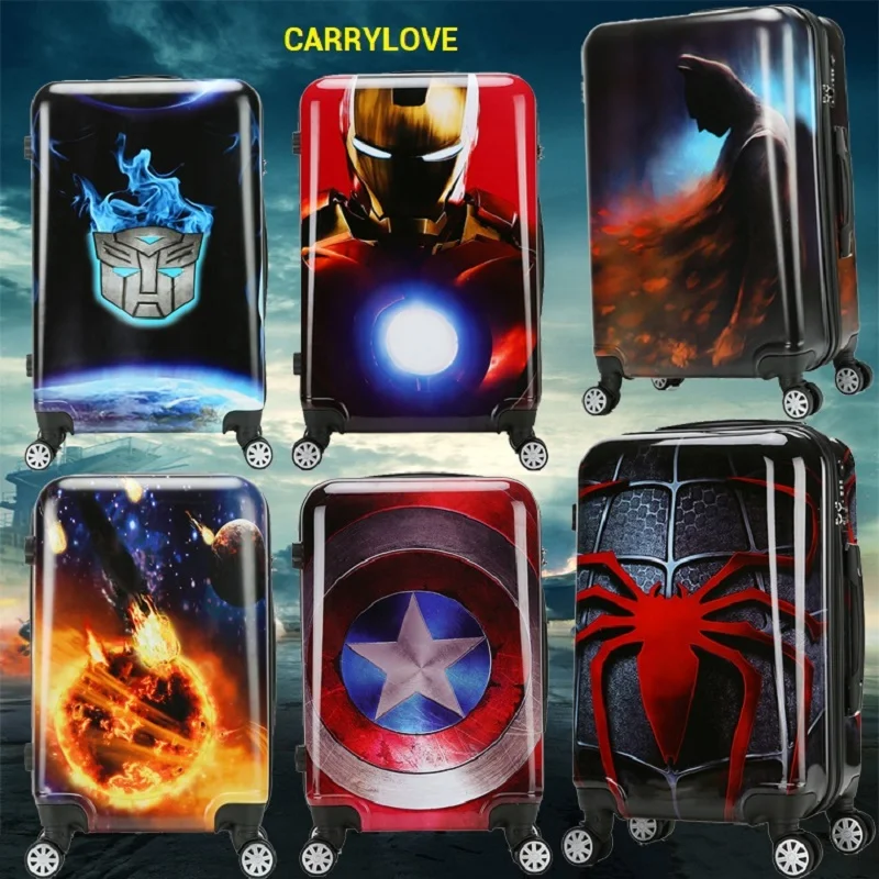 CARRYLOVE мультфильм Чемодан серии 18/20/24 размер чашку ПК Одежда «Супергерои» прокатки Чемодан фирменный туристический чемодан на вращающихся колесиках