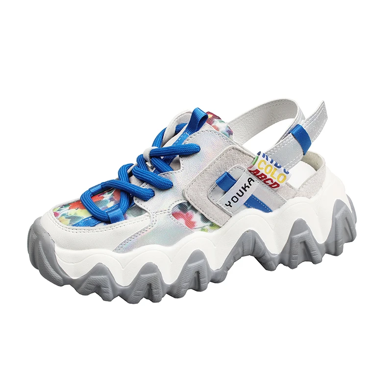 Женские массивные сандалии на платформе 4 см кожаные босоножки танкетке