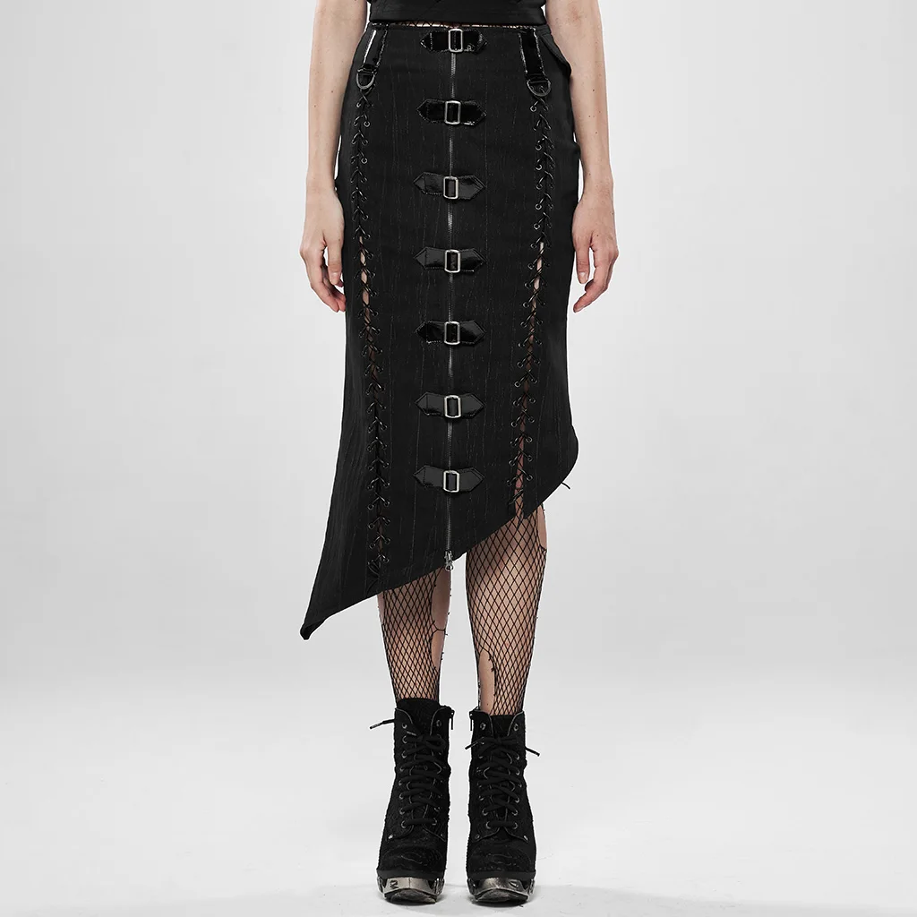 Женская Асимметричная юбка в стиле панк милитари С АСИММЕТРИЧНЫМ