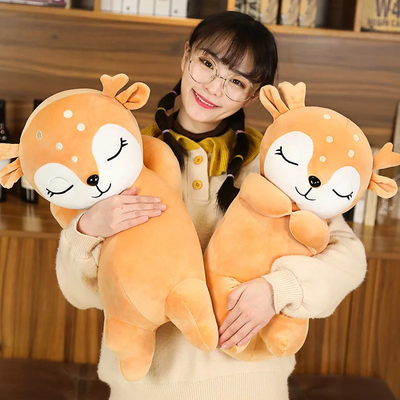 

Kawaii Cute Baby Deer Doll Sleeping Deers Pillow Sika Plushies Toy Boy Girl Children's Day Event Gift Plush Toys Stuffed Animals