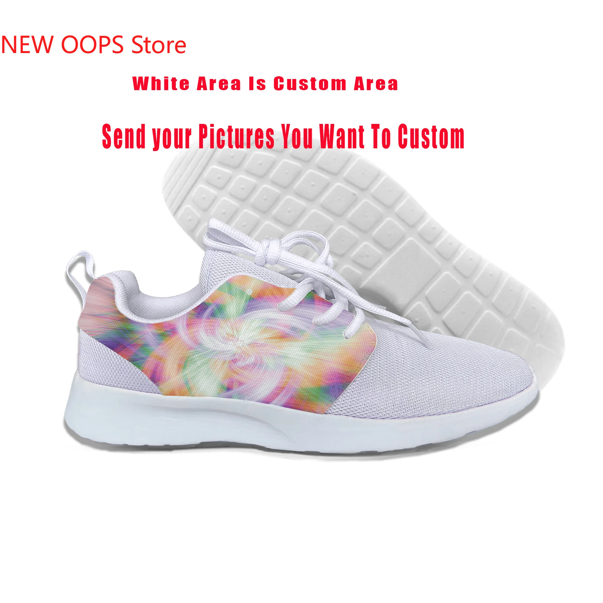 

Кроссовки мужские/женские дышащие сетчатые, разноцветные, абстрактные, радужные, легкие спортивные, с принтом вихревой краситель, для бега