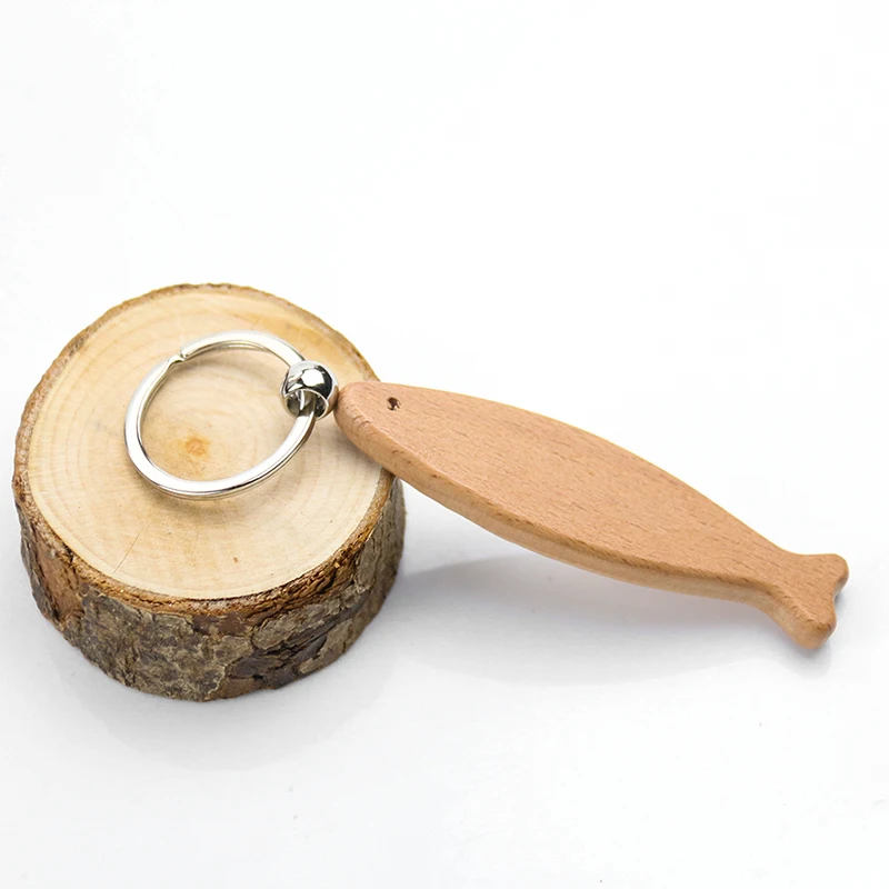 Пустая деревянная цепочка для ключей с символом христианской рыбы сделай сам