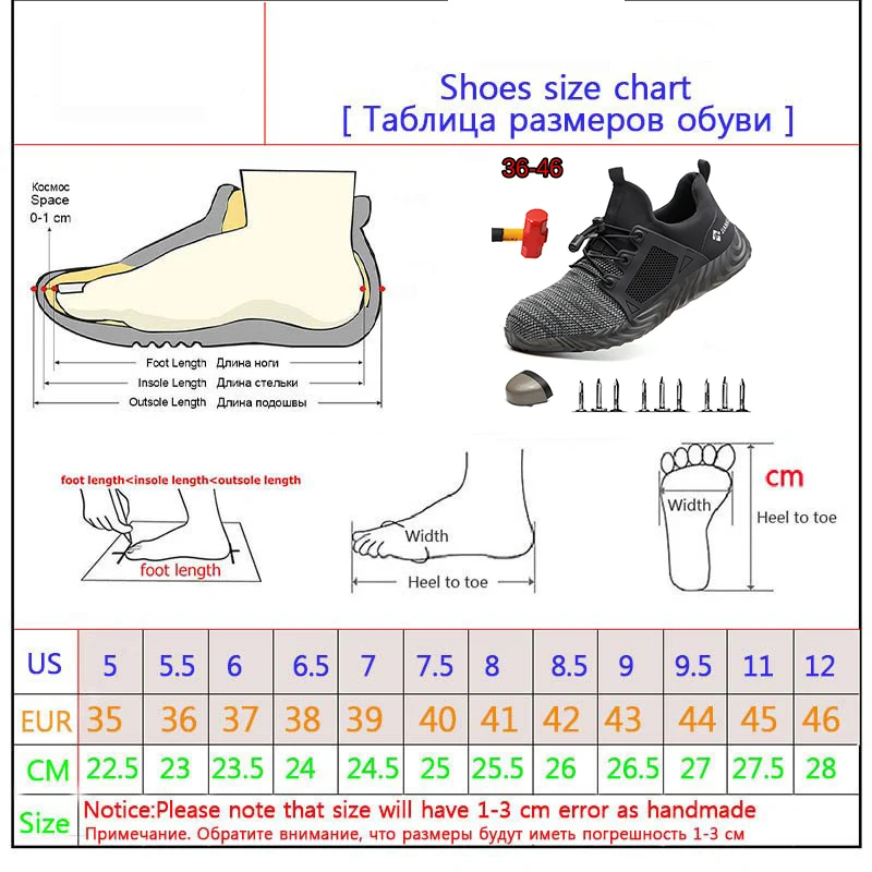 

Breathable men's safety boots boots with steel toe cap men's casual work shoes indestructible puncture-proof work sneakers