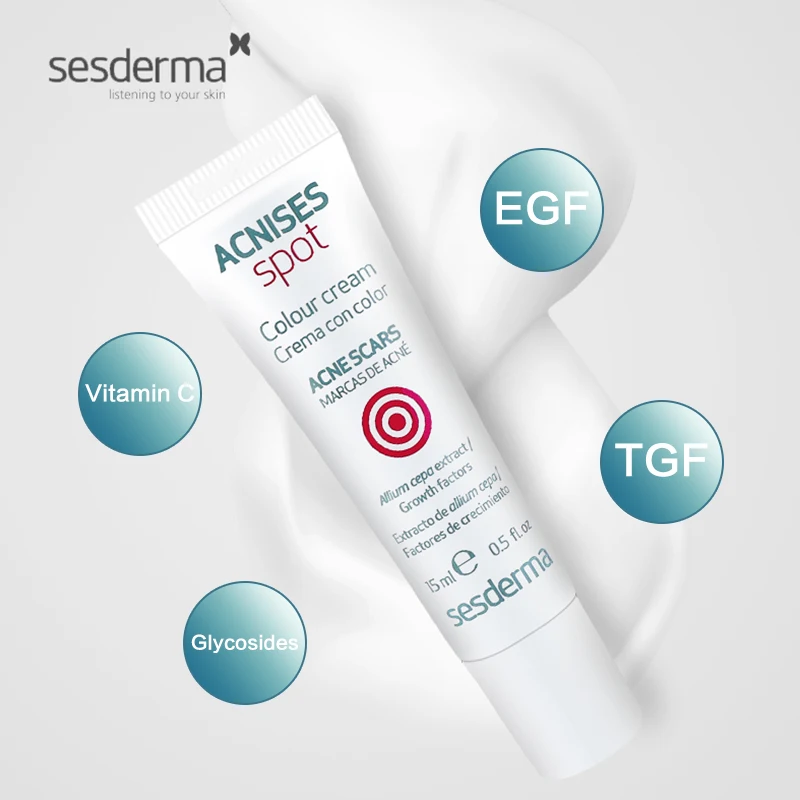 Оригинальный Sesderma Acne средство для уменьшения шрамов Сыворотка 15 мл ACNISES Spot color Cream