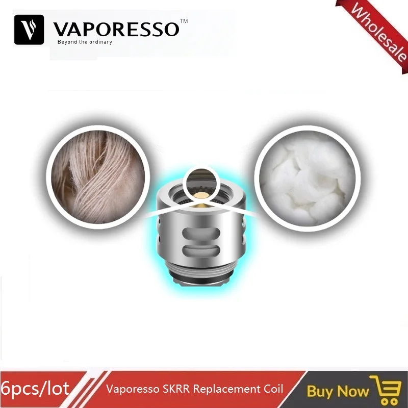 6 шт. оригинальный спираль Vaporesso 0.2ohm QF Mesh 0.15ohm полоски Vape Core для SKRR Atomizer Luxe S Kit