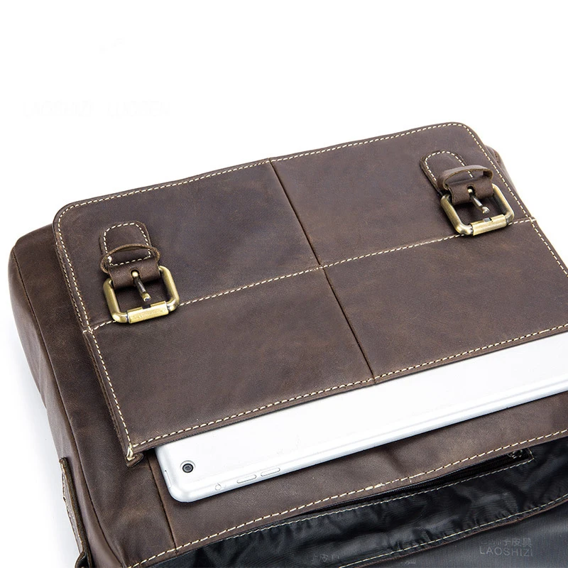 

Brand Genuine Leather Men's Messenger Bags Diagonal Bag Retro Style Single Shoulder Cross Section Square Head Layer Cowhide Bag