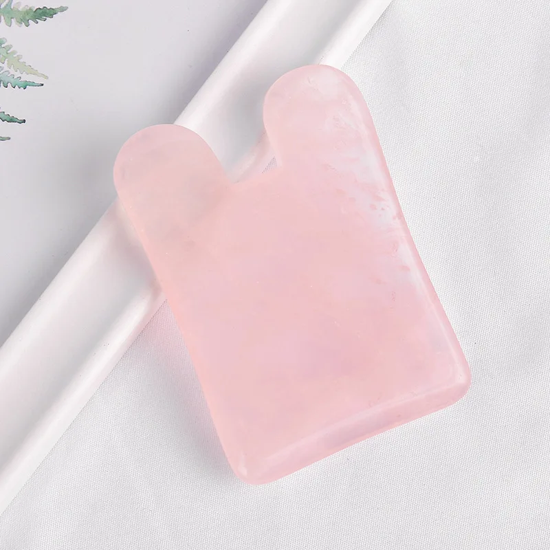 Массажная тарелка гуаша из натурального нефрита пластина розового кварца для