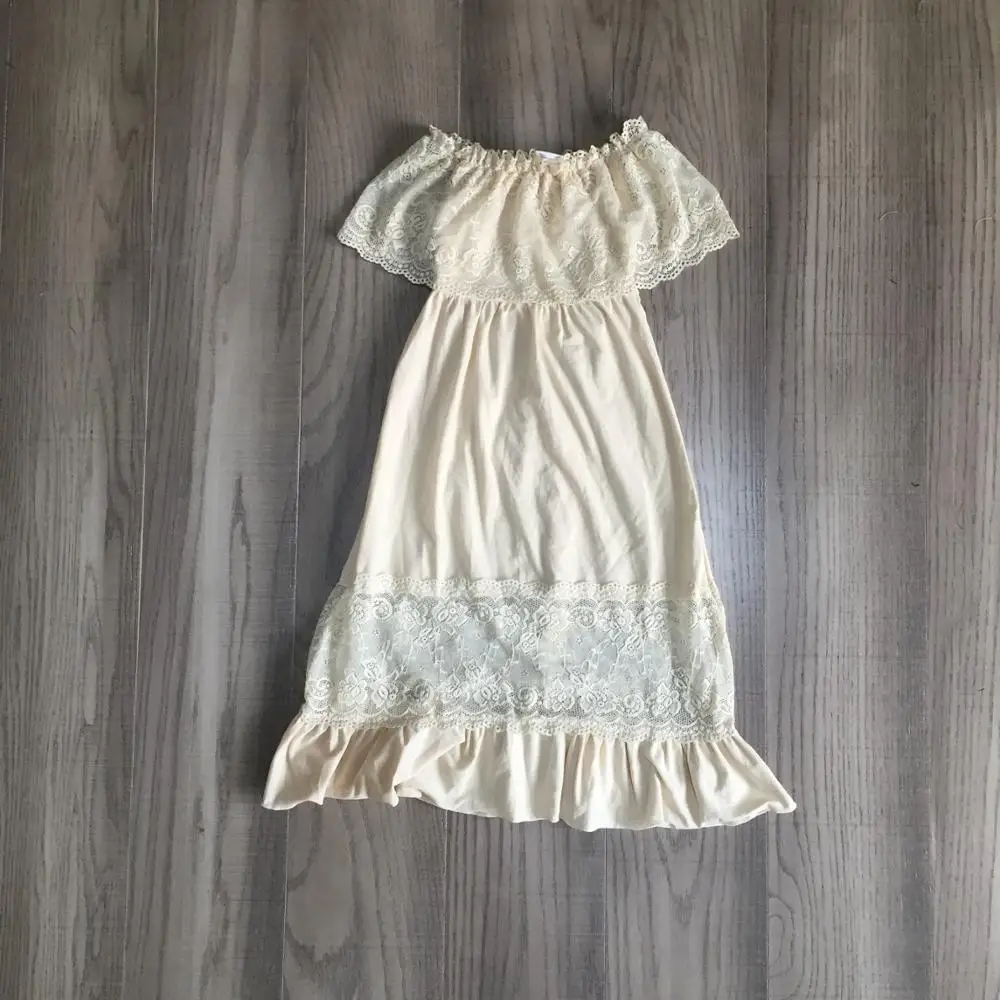 Новое поступление летняя детская одежда для девочек бежевое кружевное детское