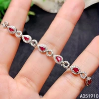 kjjeaxcmy boutique jewelry 925 sterling silver inlaid natural ruby female bracelet support detection classic luxurious