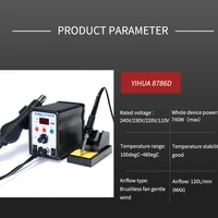 yihua 8786d soldering station hot air blower heat gun soldering iron 2 in 1 station rework station 740w