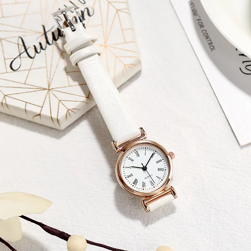

Simple Fashion Casual Roman numerals leather strap Ladies Watches Clock Cute Women's Watch Quartz Wristwatches Gift reloj mujer