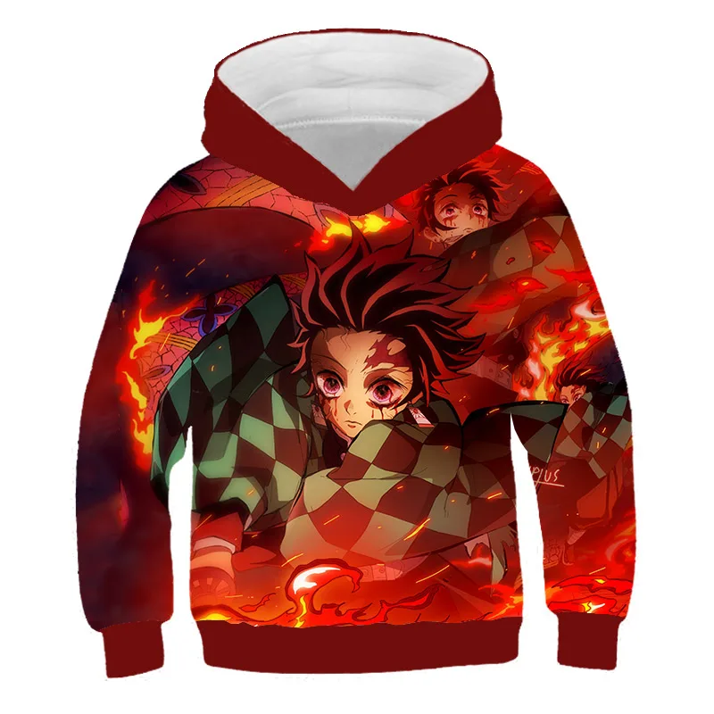 

2021 Kids 3D Hoodie Demon Slayer Sweatshirt Long Sleeve Children Cloth Boys/Girl on Cool Tops 4-14T