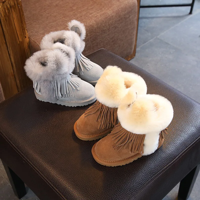 Зимние ботинки Dolakids детская кожаная обувь хлопковые для девочек теплая с милым