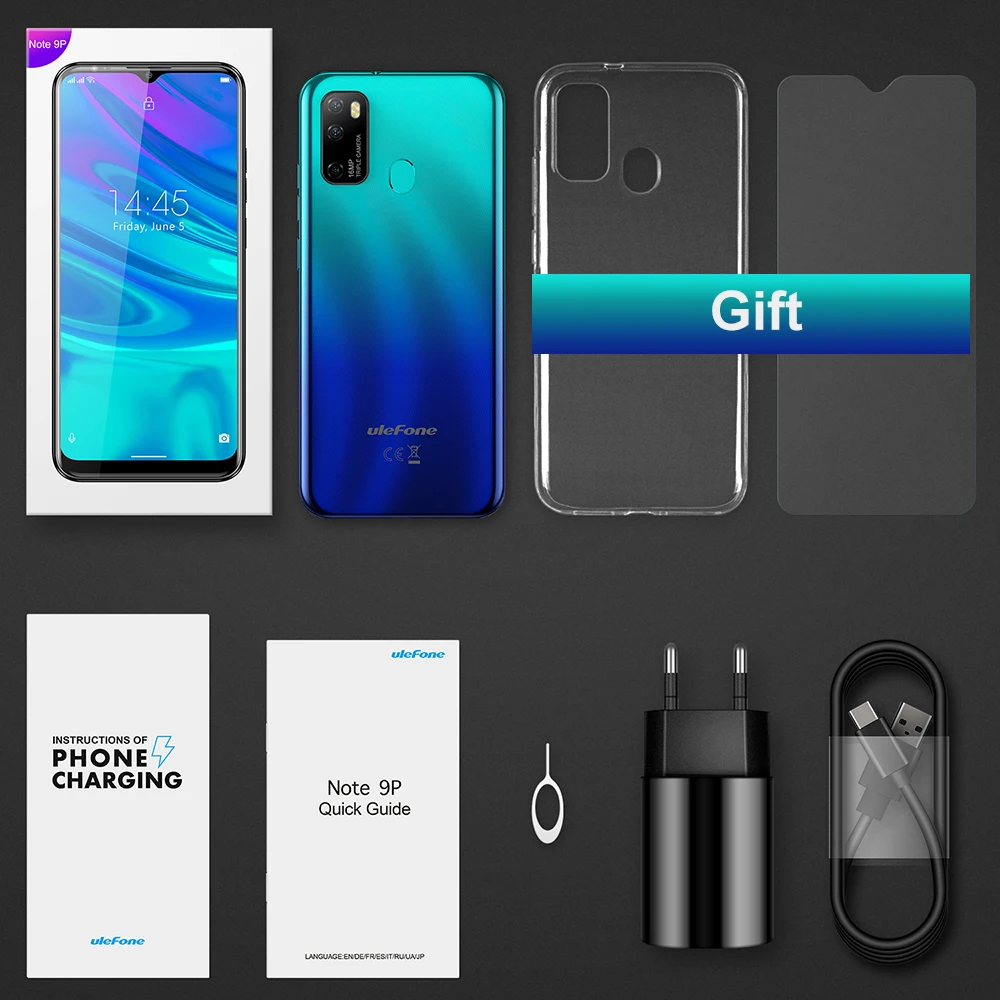 Смартфон Ulefone Note 9P Android 10 4 Гб + 64 ГБ экран Waterdrop 6 52 дюйма Восьмиядерный 4G мобильный