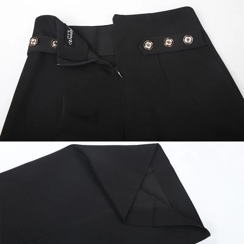 Женские брюки для латиноамериканских танцев элегантные черные с широкими