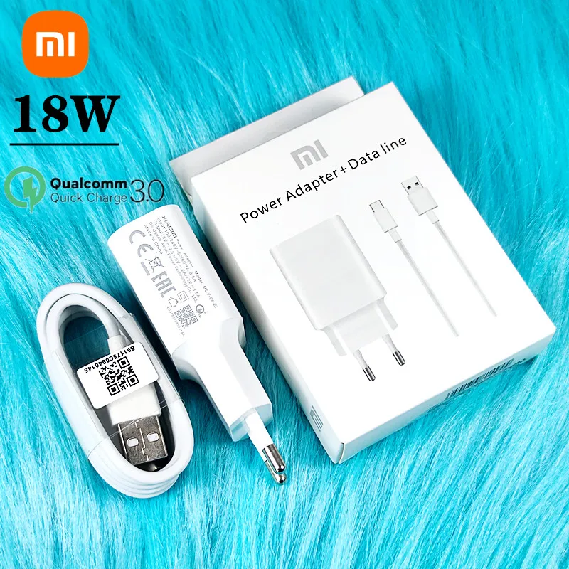 Быстрое зарядное устройство xiaomi 18 Вт qc3.0 power dapter USB 100 см 3 1 Type C кабель для Redmi note 7 8 9 s