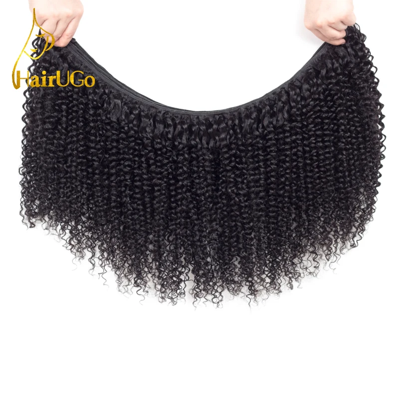 HairUGo волосы предварительно крашеные бразильские волосы кудрявые Кудрявые Волнистые 3 пучка человеческих волос с закрытием# 1b натуральный черный не Реми бесплатно S