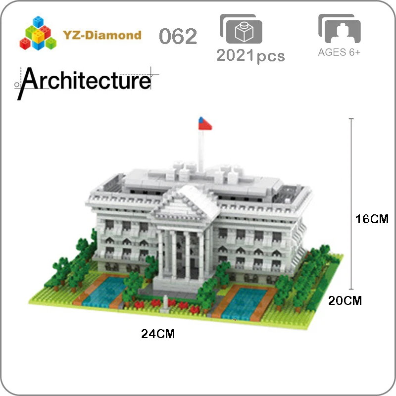 YZ 062 всемирно известная архитектура США Белый Дом 3D модель мини алмазное здание