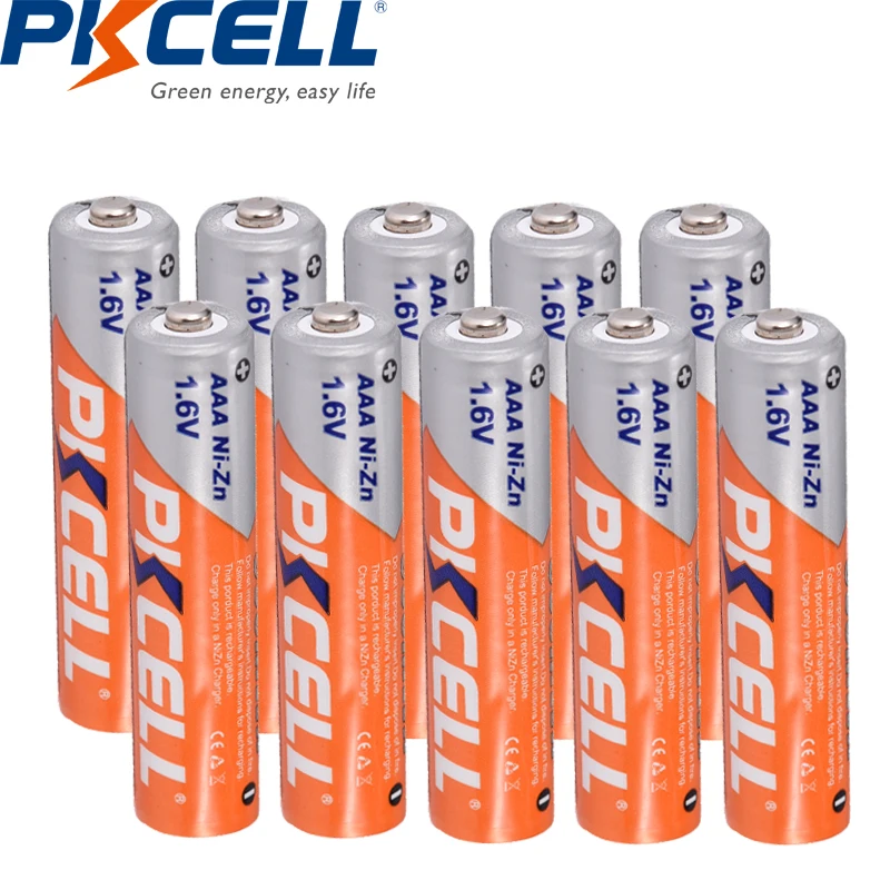 

10Pcs PKCELL 1.6V 900mWh Nickel-Zinc Ni-Zn AAA Rechargeable Battery NIZN Rechargeable Batteria For digital camera,Flashlight,Toy